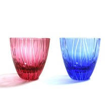 画像をギャラリービューアに読み込む, ぐい呑よろけ縞 青藍・金赤 - THE GLASS GIFT SHOP SOKICHI