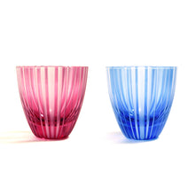 Load image into Gallery viewer, ぐい呑滝縞 青藍・金赤<艶消し> - THE GLASS GIFT SHOP SOKICHI