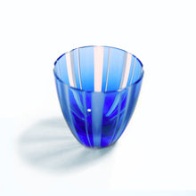 Load image into Gallery viewer, ぐい呑子持縞 青藍・金赤<艶消し> - THE GLASS GIFT SHOP SOKICHI