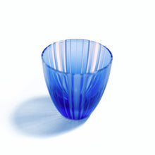 Load image into Gallery viewer, ぐい呑滝縞 青藍・金赤<艶消し> - THE GLASS GIFT SHOP SOKICHI