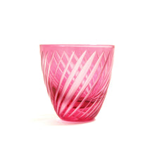 Load image into Gallery viewer, ぐい呑滝縞斜め 青藍・金赤&lt;艶消し&gt; - THE GLASS GIFT SHOP SOKICHI
